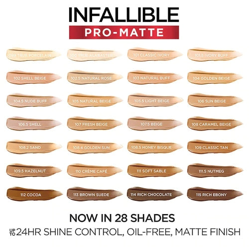 BASE INFALLIBLE PRO MATTE 099 TRUE PORCELAIN - LOREAL - Adrissa Beauty - Maquillaje