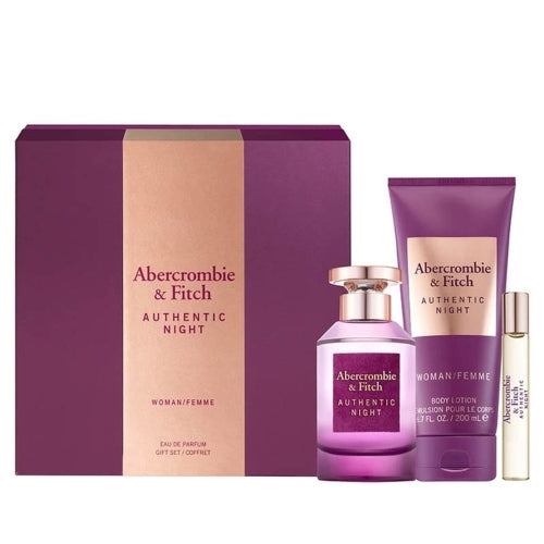 SET AUTHENTIC NIGHT EDP 100ML 3PZAS D - ABERCROMBIE - Adrissa Beauty - Perfumes y colonias