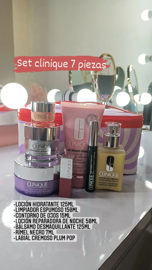 ESTUCHE CLINIQUE 7 PIEZAS FULL SIZE MORADO - CLINIQUE - Adrissa Beauty - Cuidado de la piel