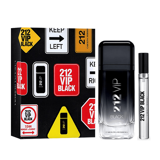 SET 212 VIP BLACK 100ML + MINI C - CAROLINA HERRERA - Adrissa Beauty - Perfumes y colonias