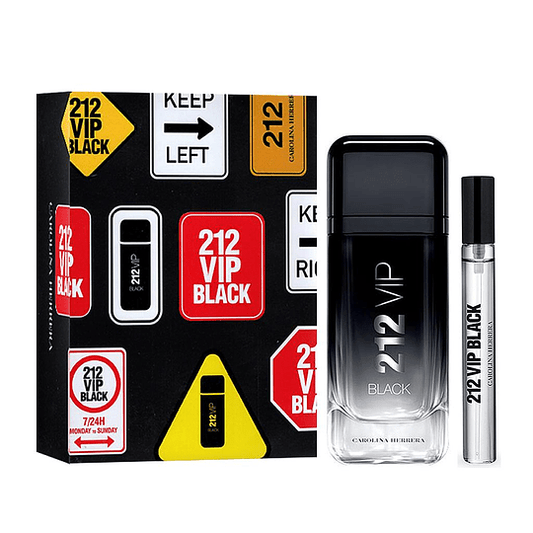 SET 212 VIP BLACK 100ML + MINI C - CAROLINA HERRERA - Adrissa Beauty - Perfumes y colonias